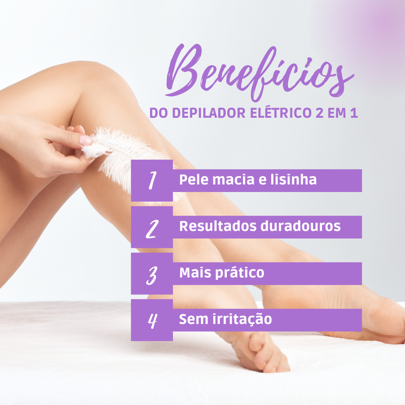 Depilador Elétrico 2 em 1 Recarregável – Para Rosto e Corpo, Sem Irritação