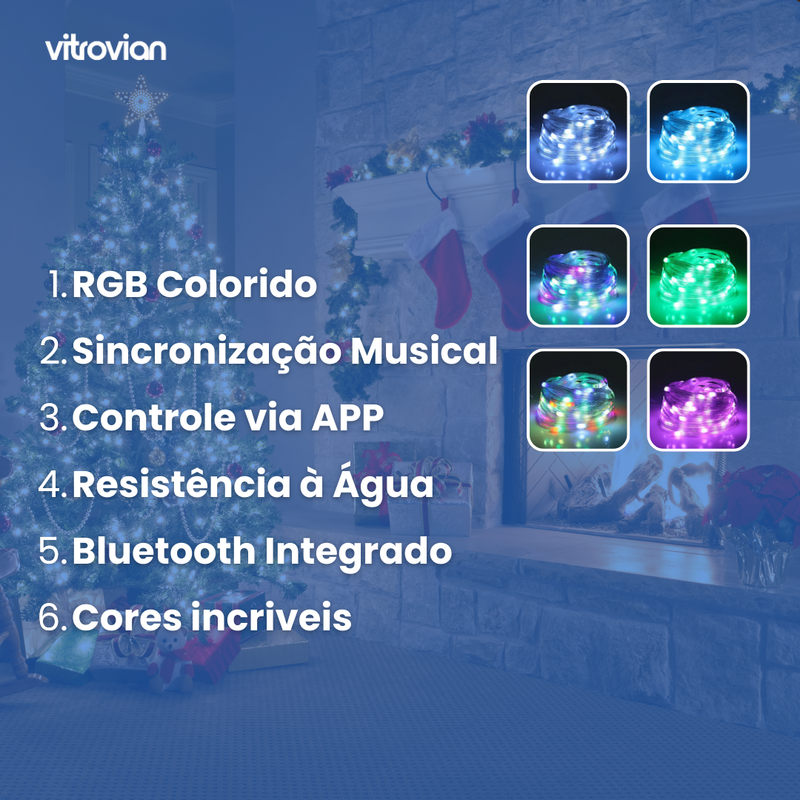 🎄 Luzes de Natal LED Coloridas com Controle via App - Transforme seu NATAL🌟