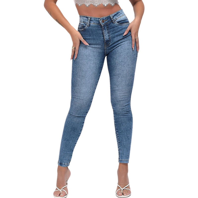 Calça Jeans Skinny Cintura Alta Feminina - Elegância, Conforto e Versatilidade