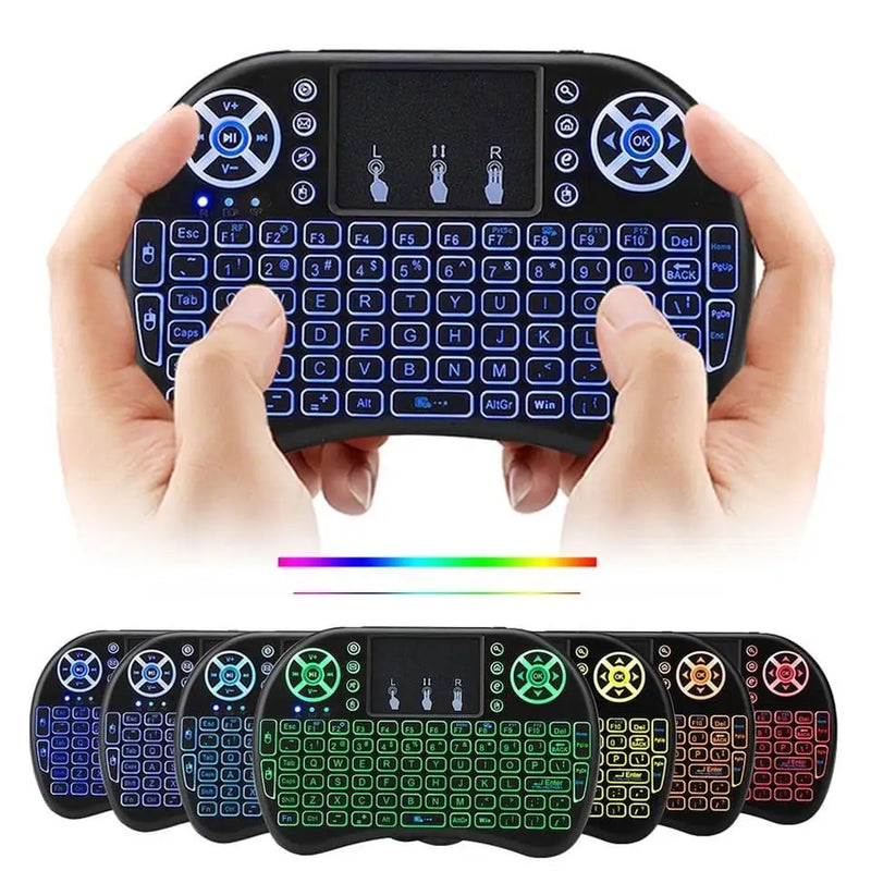 Mini Teclado Sem Fio com Touchpad e Luz LED – Controle para TV Box, Smart TV e Mais