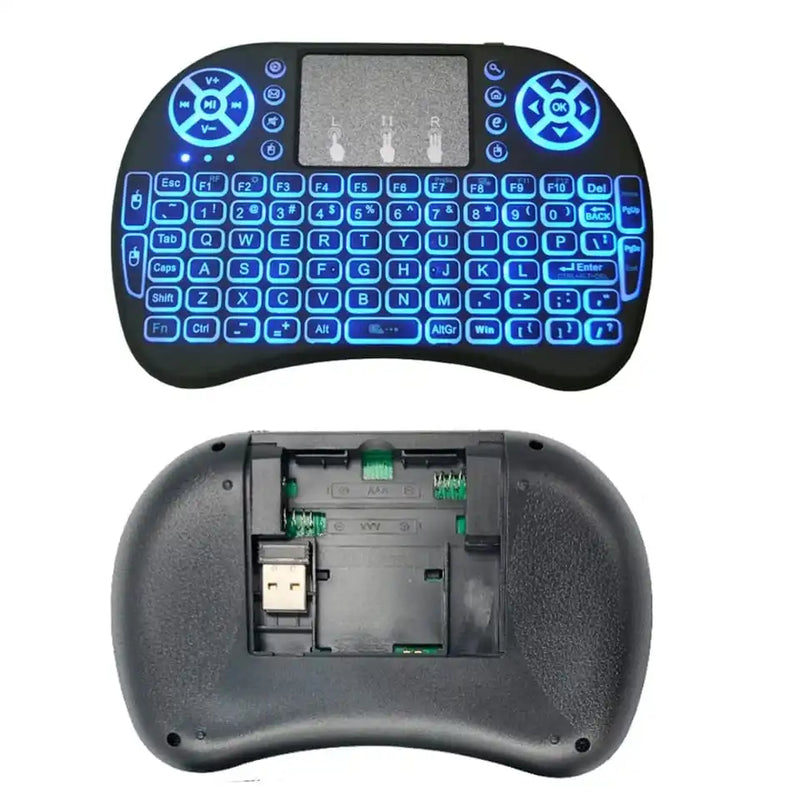 Mini Teclado Sem Fio com Touchpad e Luz LED – Controle para TV Box, Smart TV e Mais